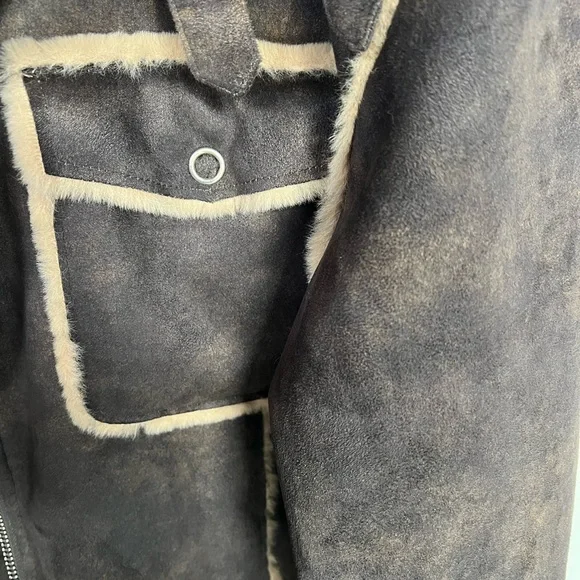 🌟NWT🌟NVLT Shearling Biker Jacket Brown - Picture 5 of 9